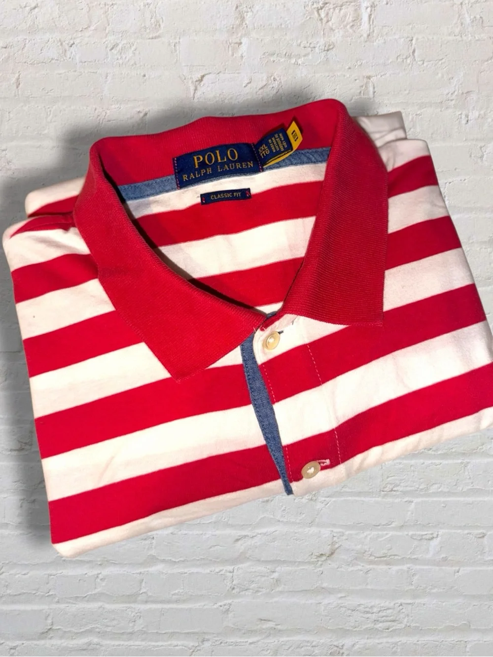 Polo Ralph Lauren Classic Fit Striped Polo Shirt XXL Red White Blue Cotton
